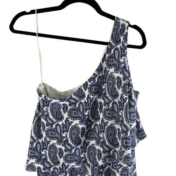 Banana Republic Women's One Shoulder Asymmetrical Hem Midi Dress Paisley Print 8 - Picture 6 of 10